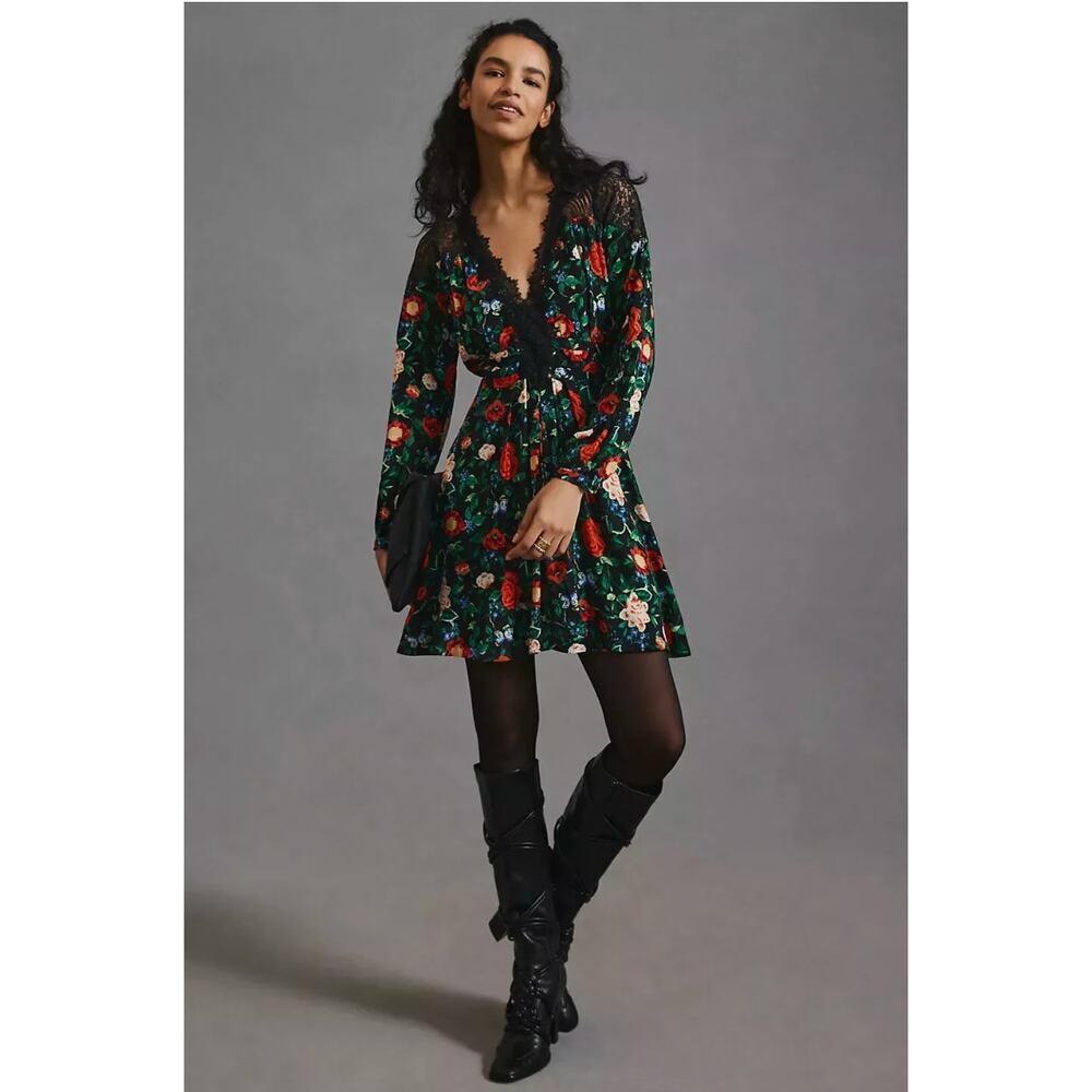 Anthropologie Floral Lace Mini Dress | Boho Romantic, 6, Flare Wedding, NWT $160 - Picture 10 of 10